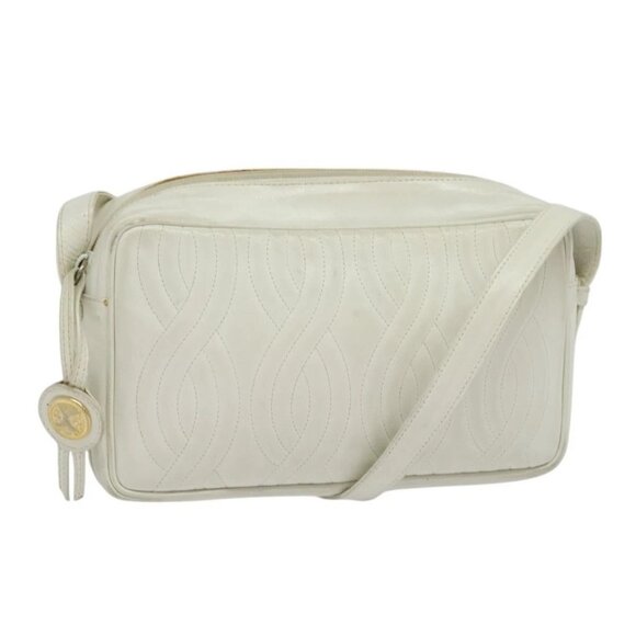 FENDI Shoulder Bag Leather White Silver Auth bs24774 - Picture 1 of 16